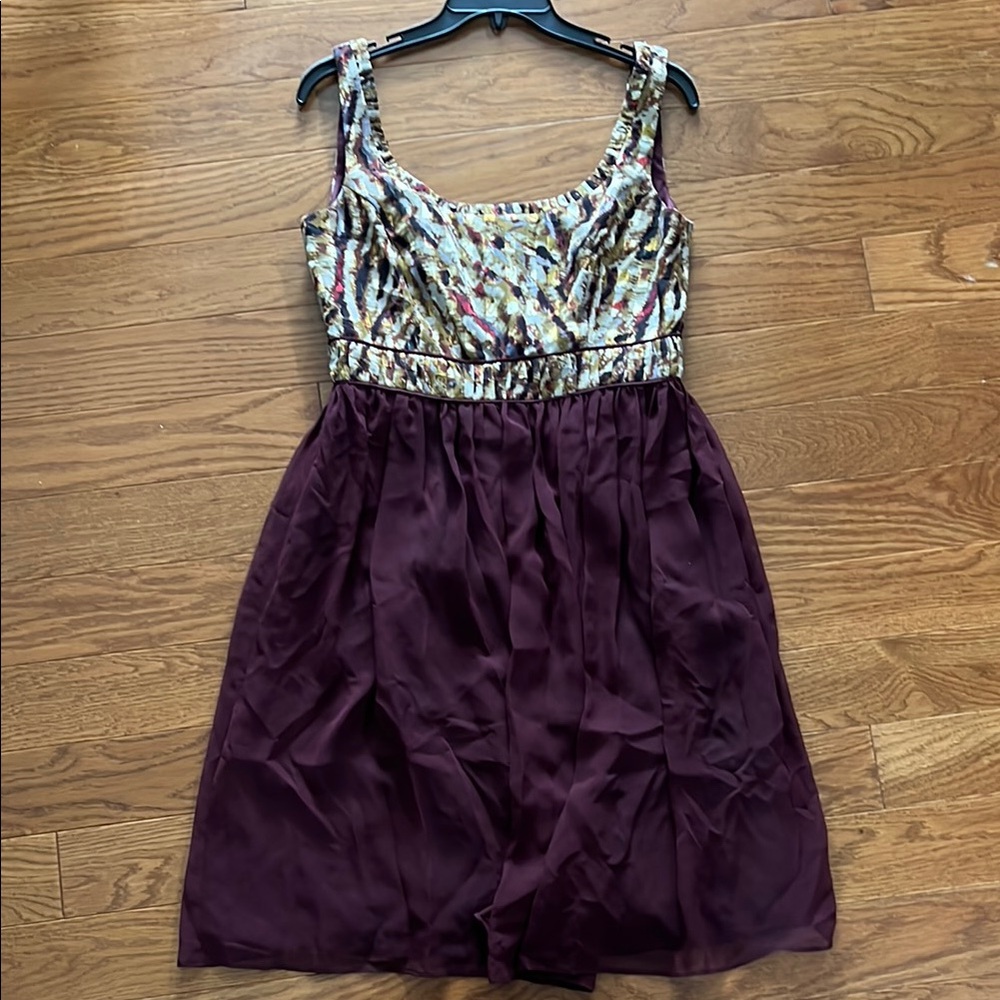 Tahari Sleeveless Dress with Burgundy Skirt